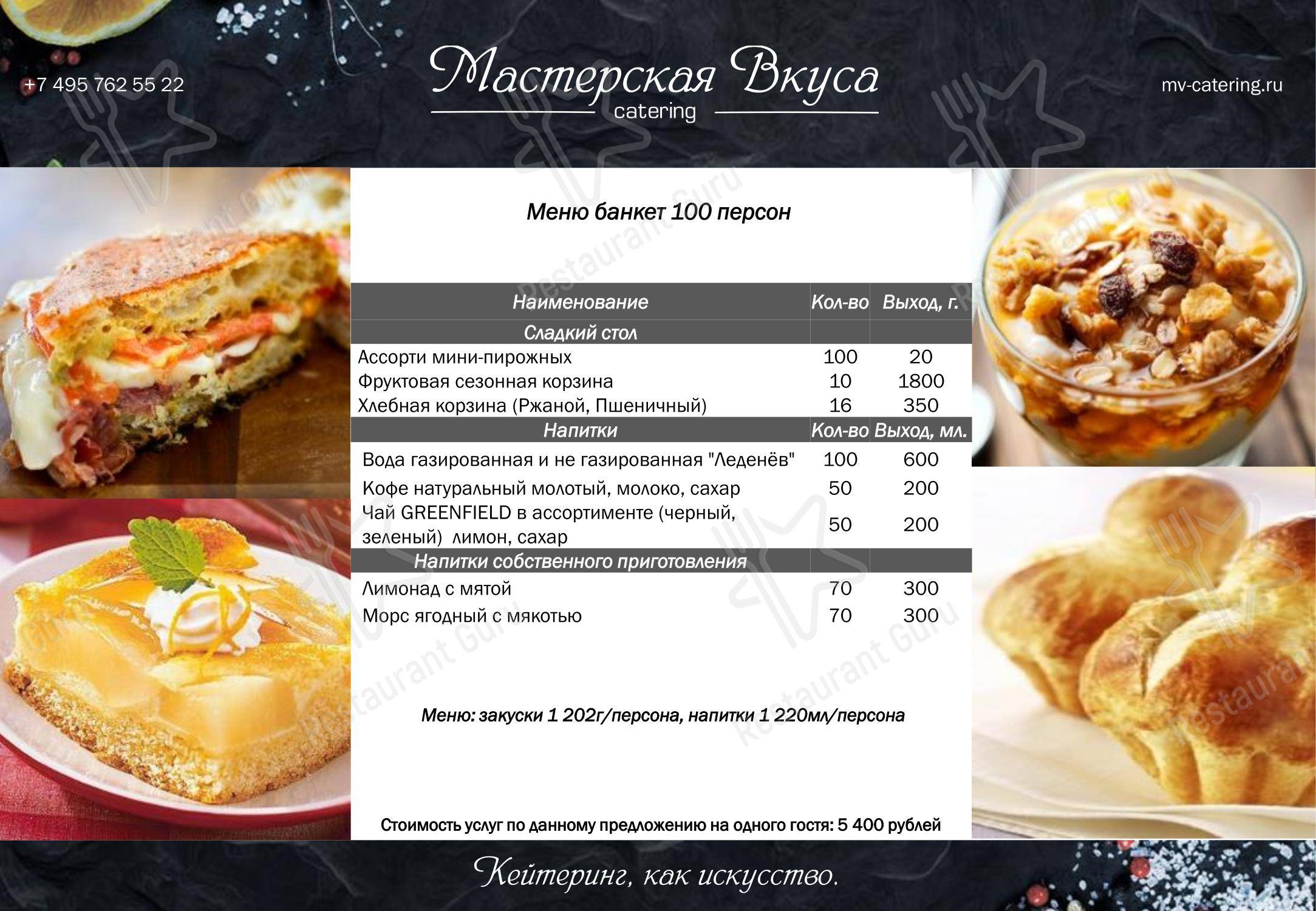 Dinner Menu ресторана Прайд