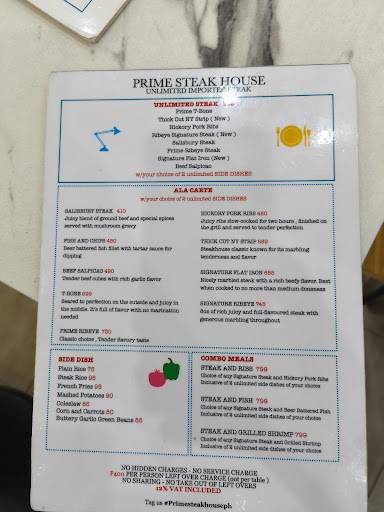 Prime Steak House меню