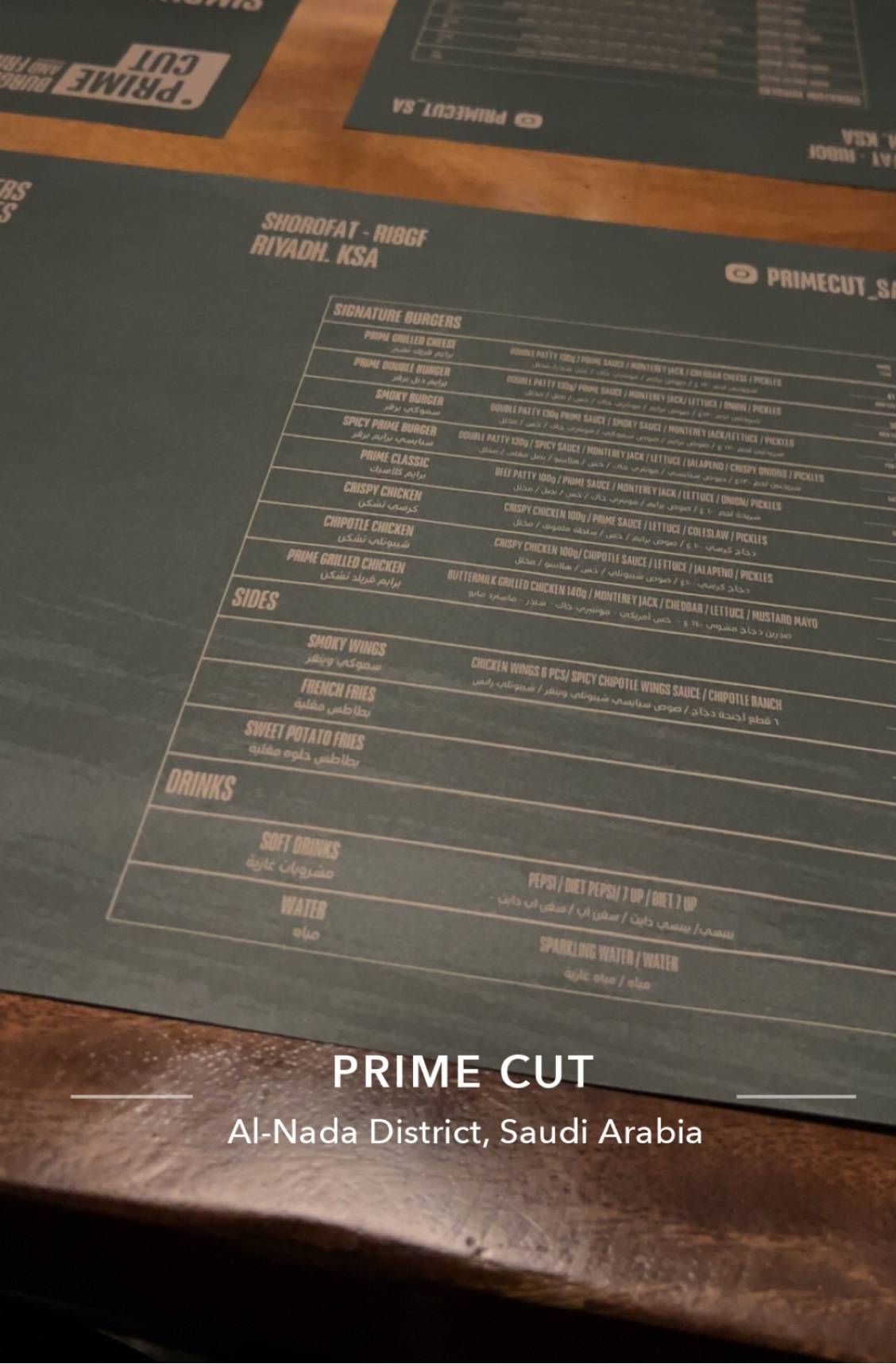 PrimeCut меню