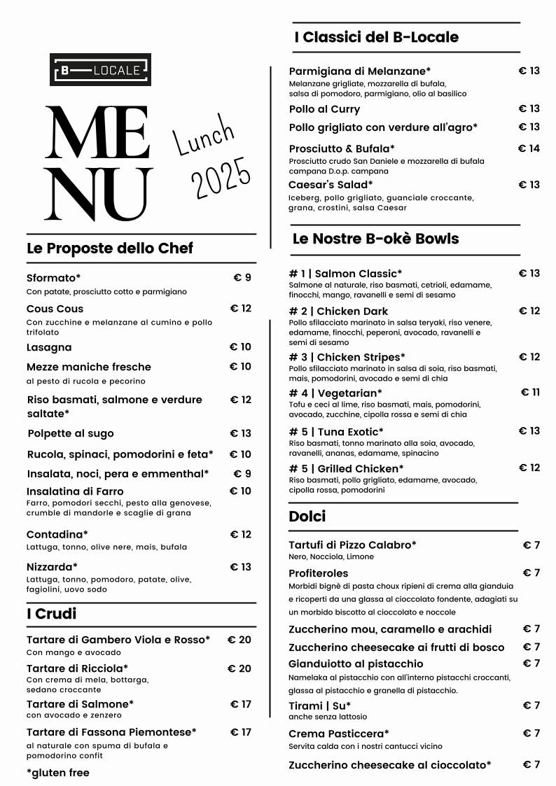B-Locale Wine Bar - Wine, Cocktail and Food меню