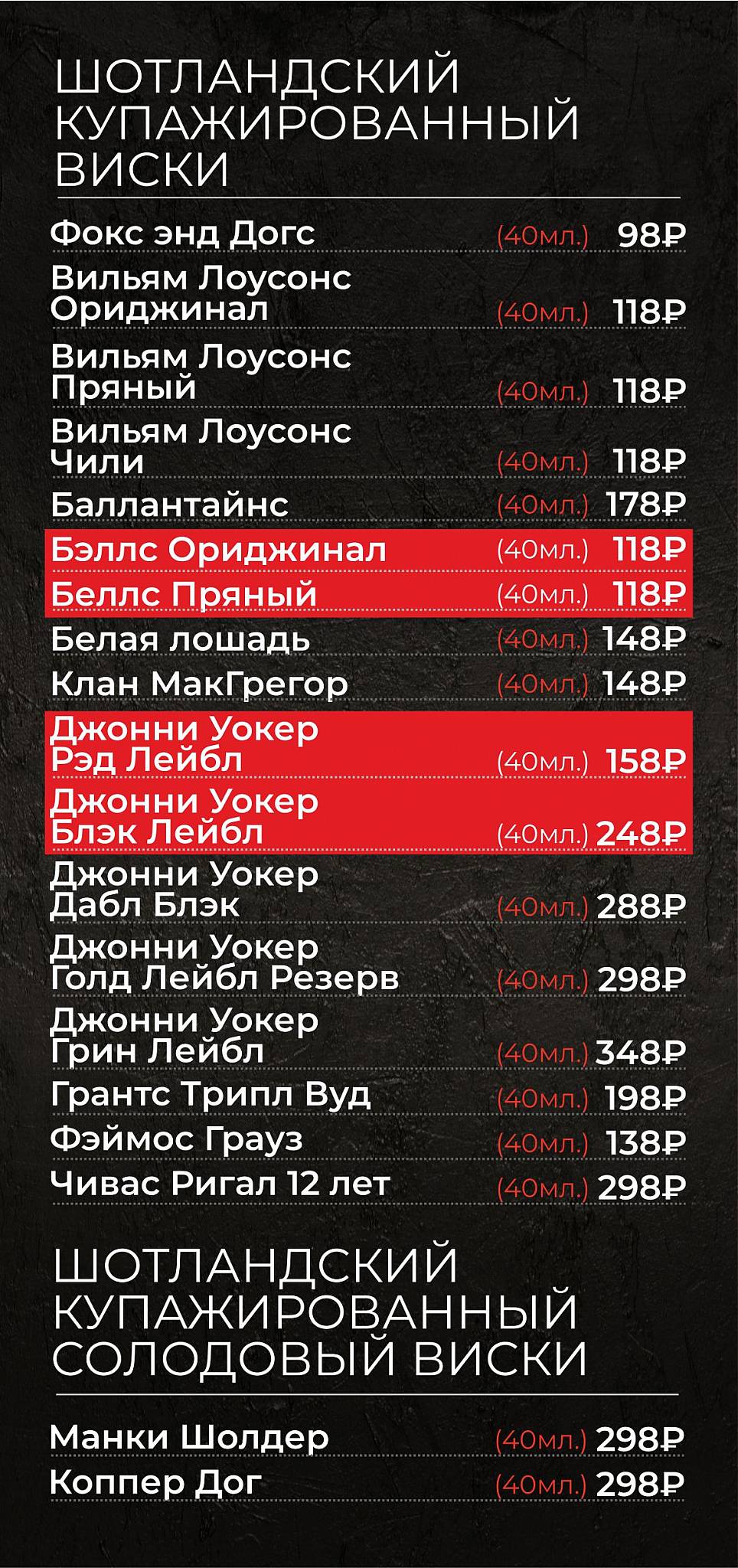 Бар 8 ПРАВИЛ меню