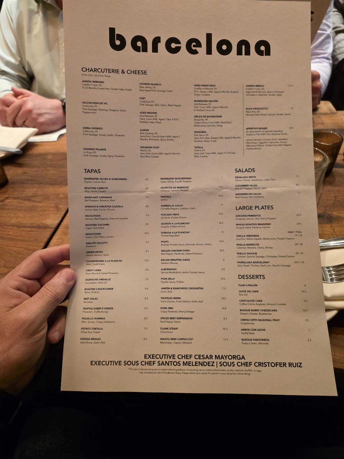 Barcelona Wine Bar меню