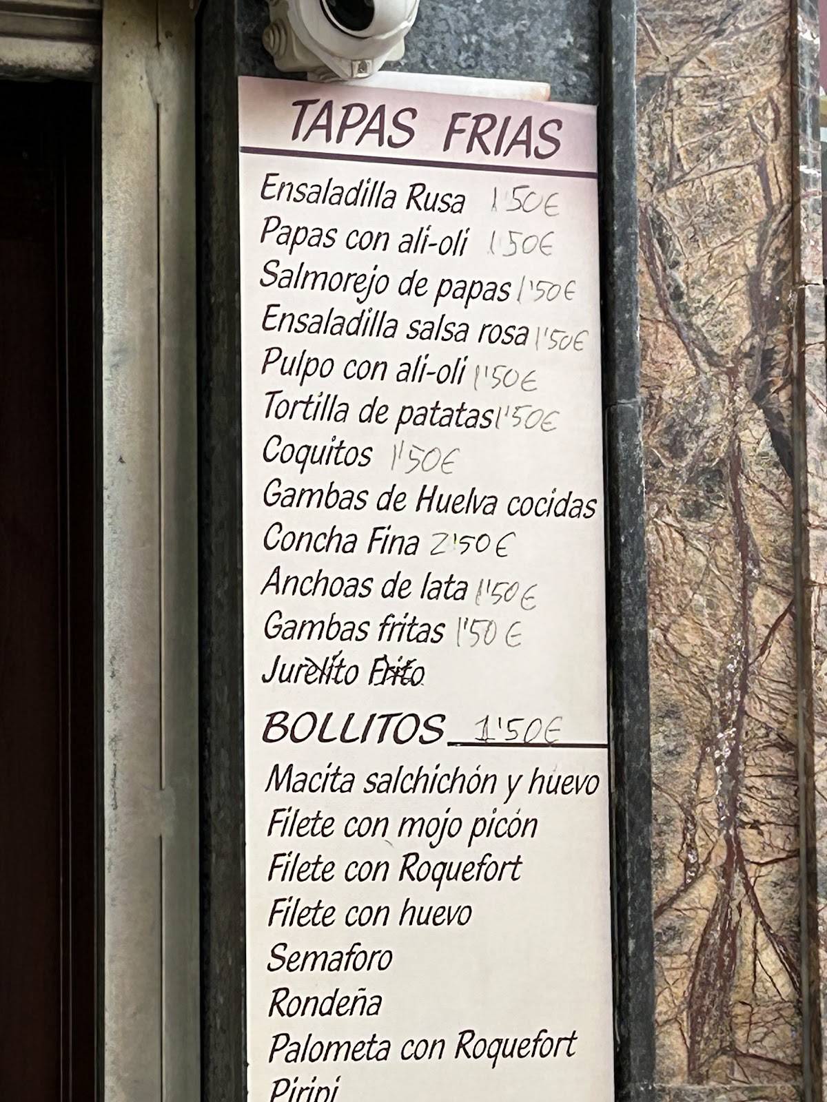 Bodega los caracoles меню