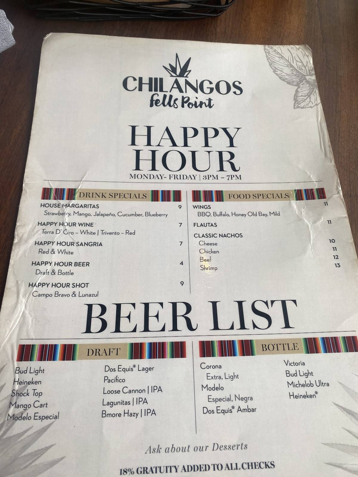 Chilango's меню