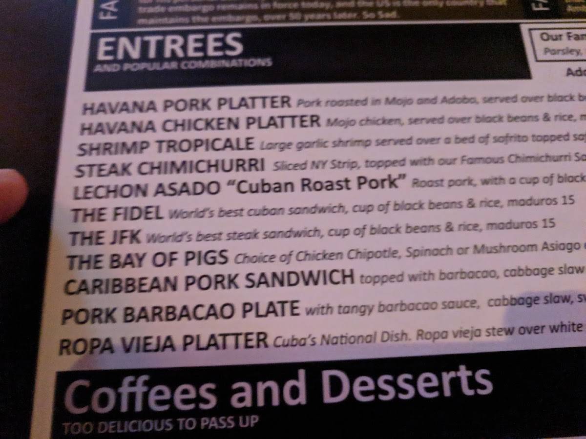 Cuban Revolution Restaurant & Bar меню
