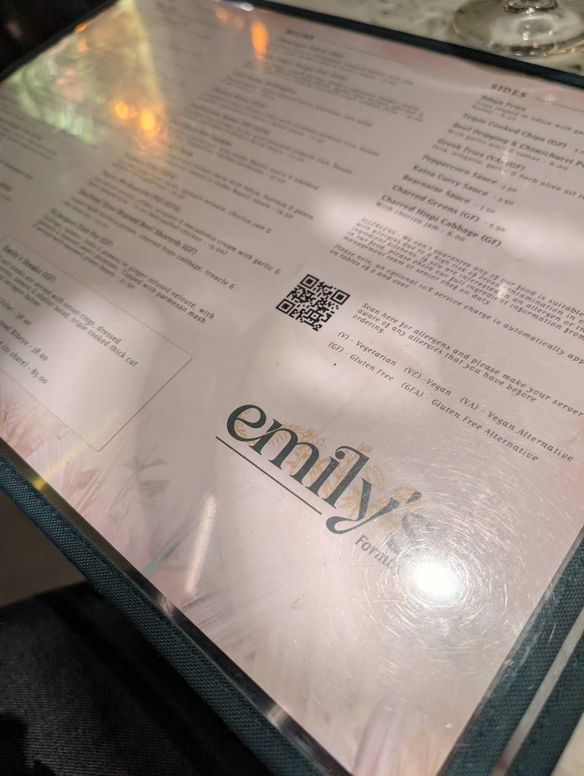 Emily's меню