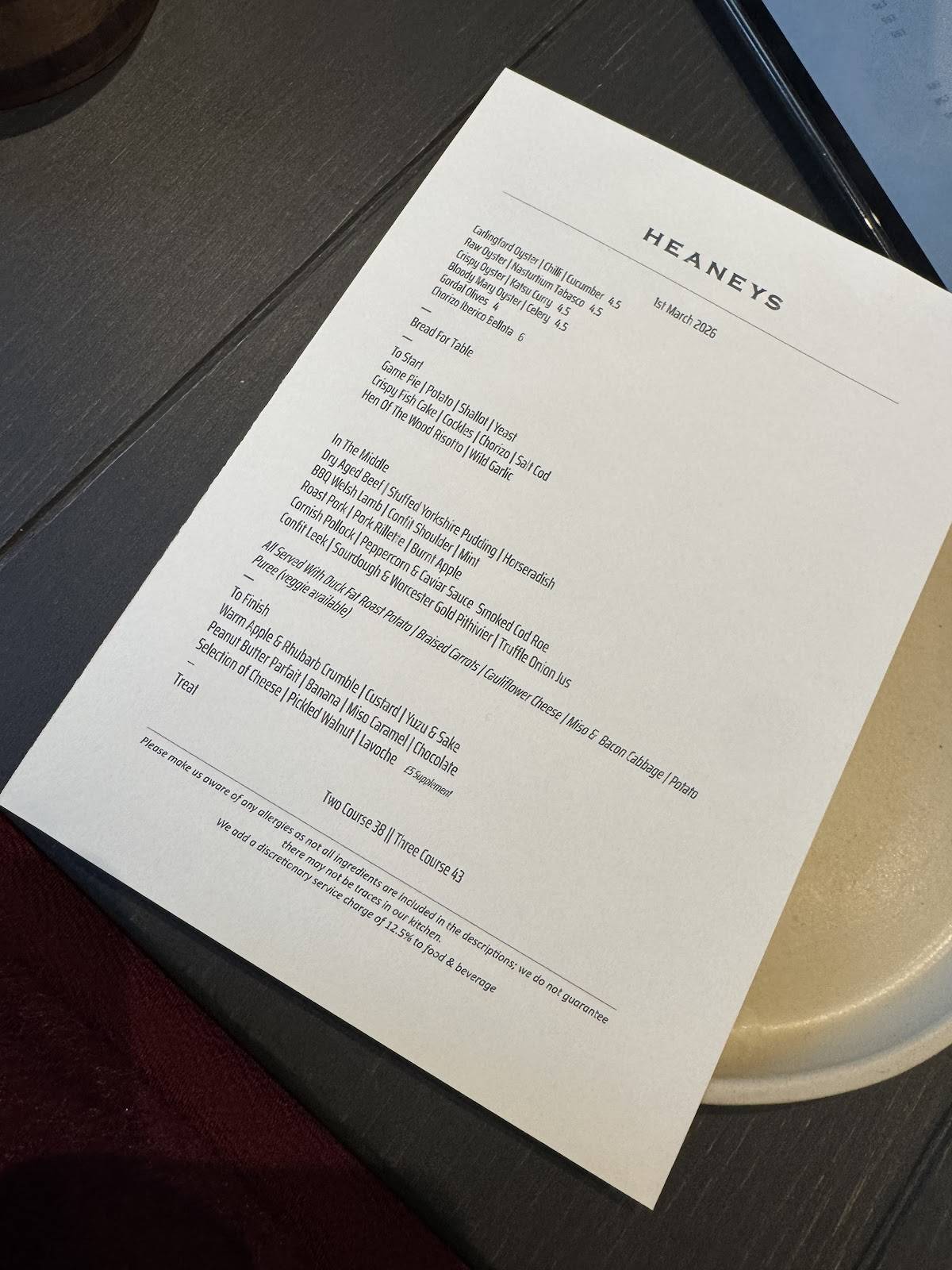Heaney’s Pop-Up меню