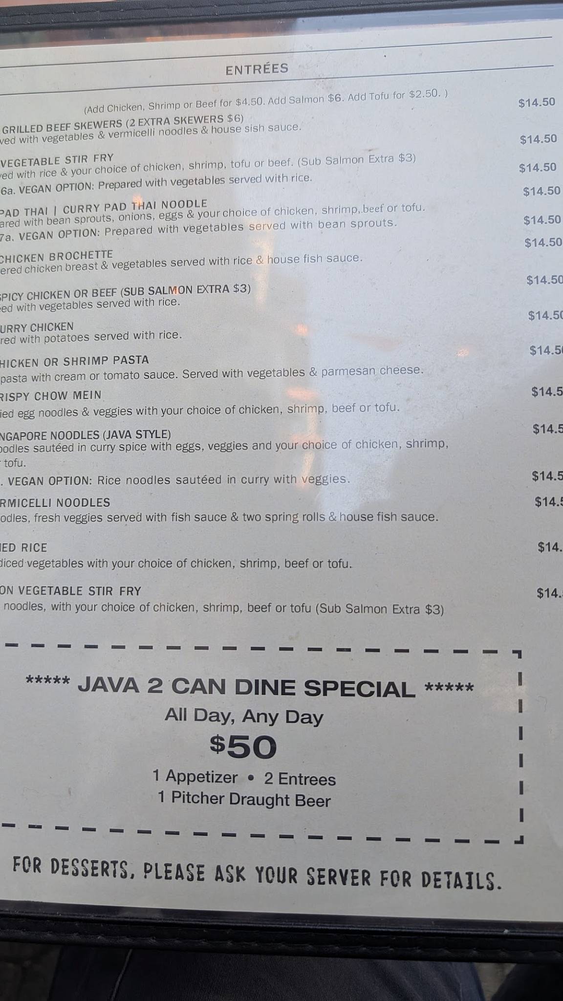 Java House меню