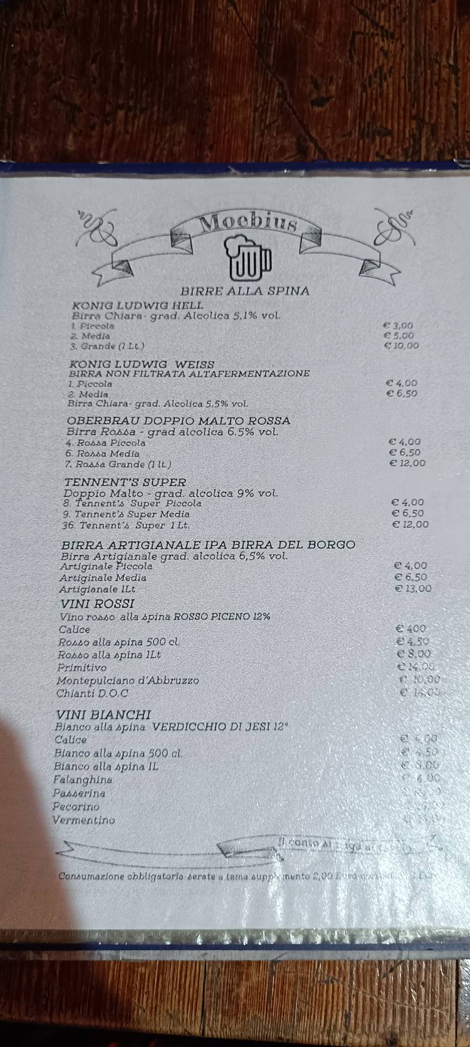 Moebius Pub меню