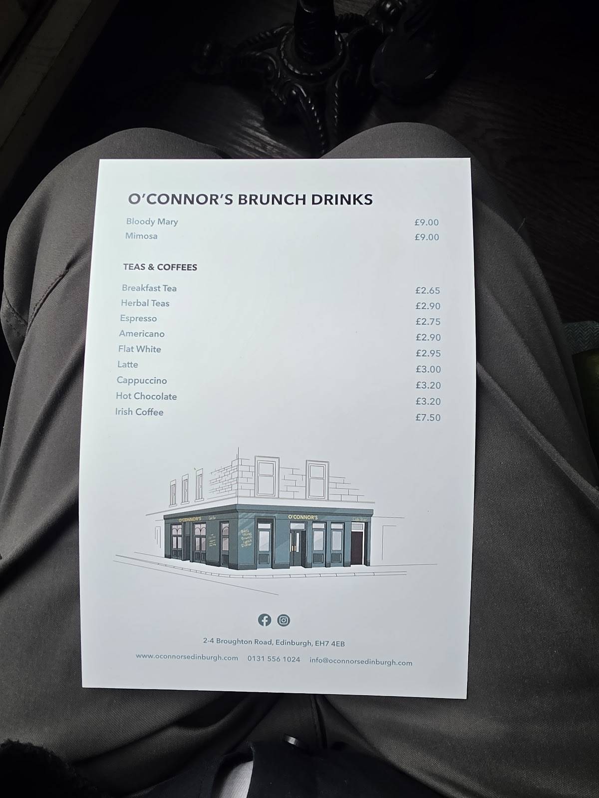 O'Connor's меню