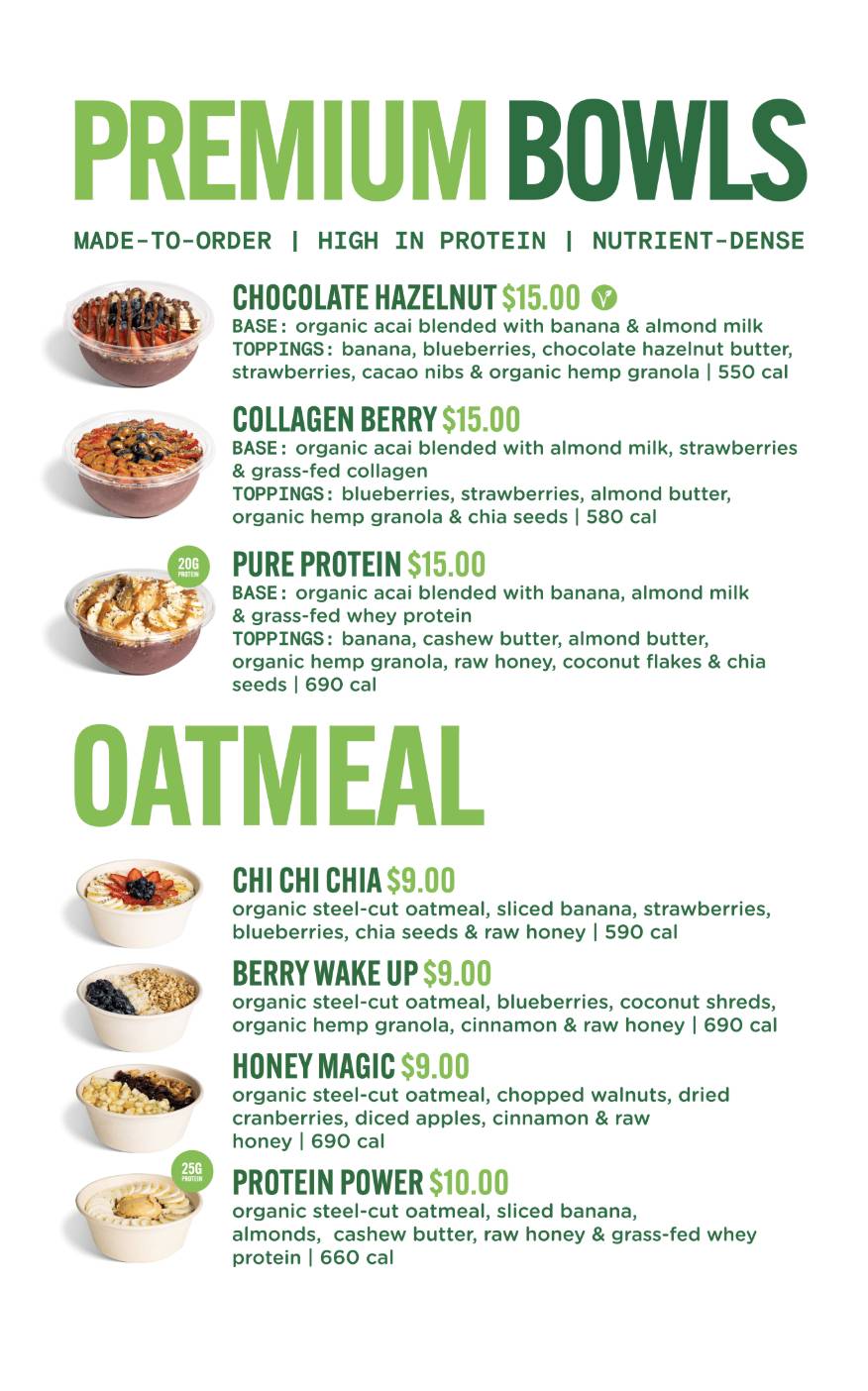 Pure Green - Juice Bar Boca Raton меню