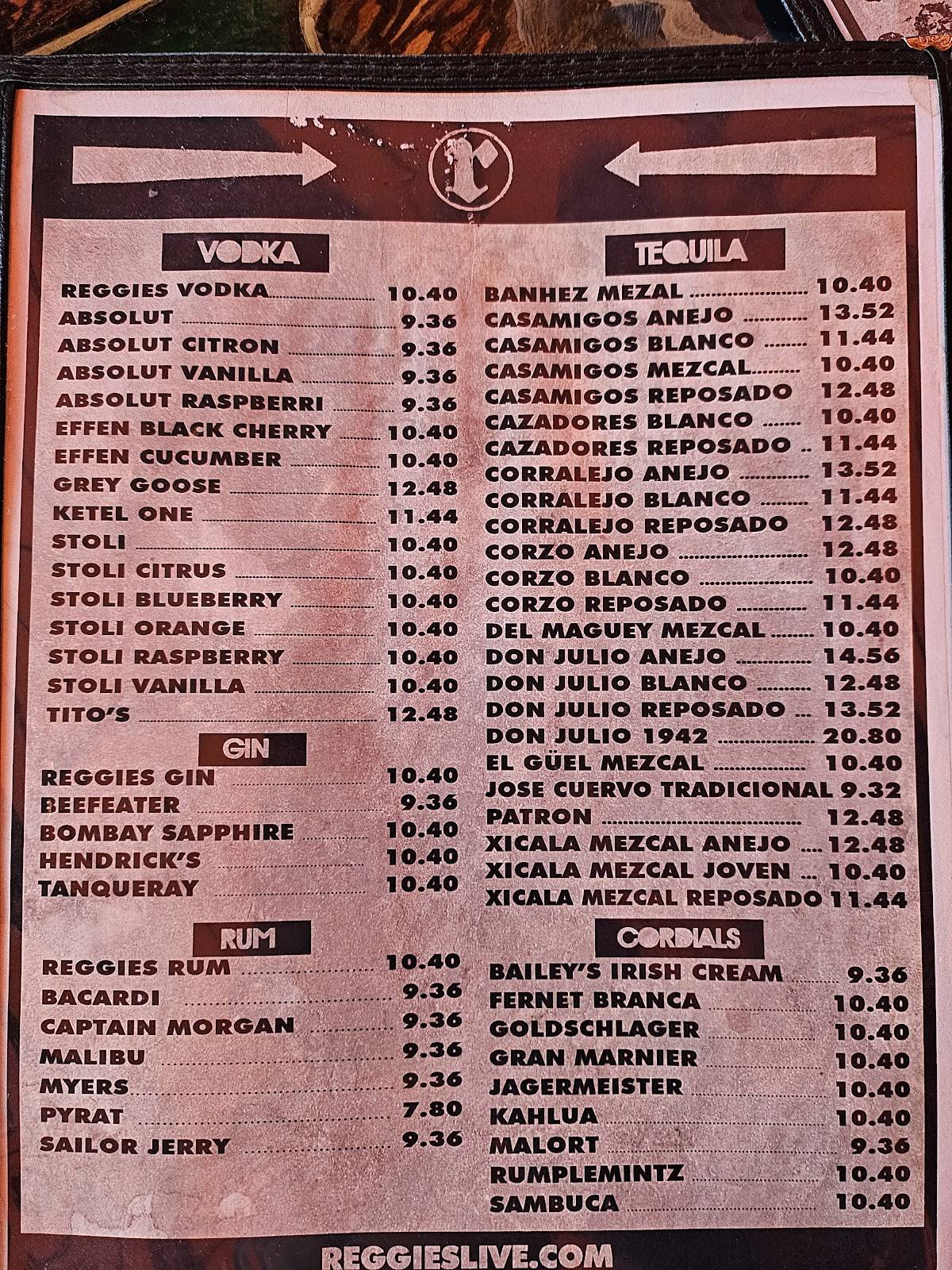 Reggies Chicago меню