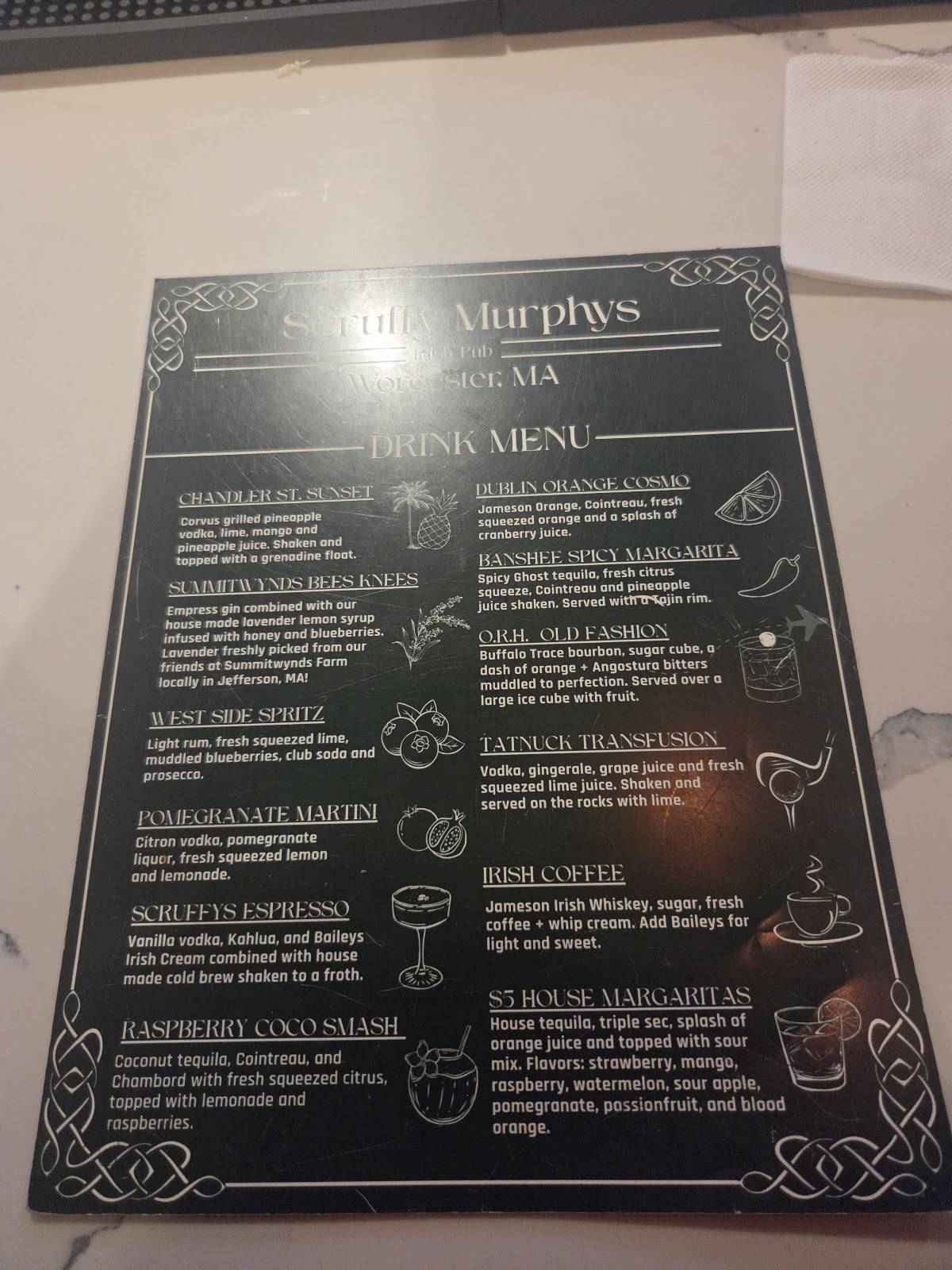 Scruffy Murphys меню