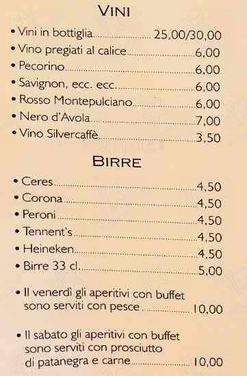 Silver Caffè меню