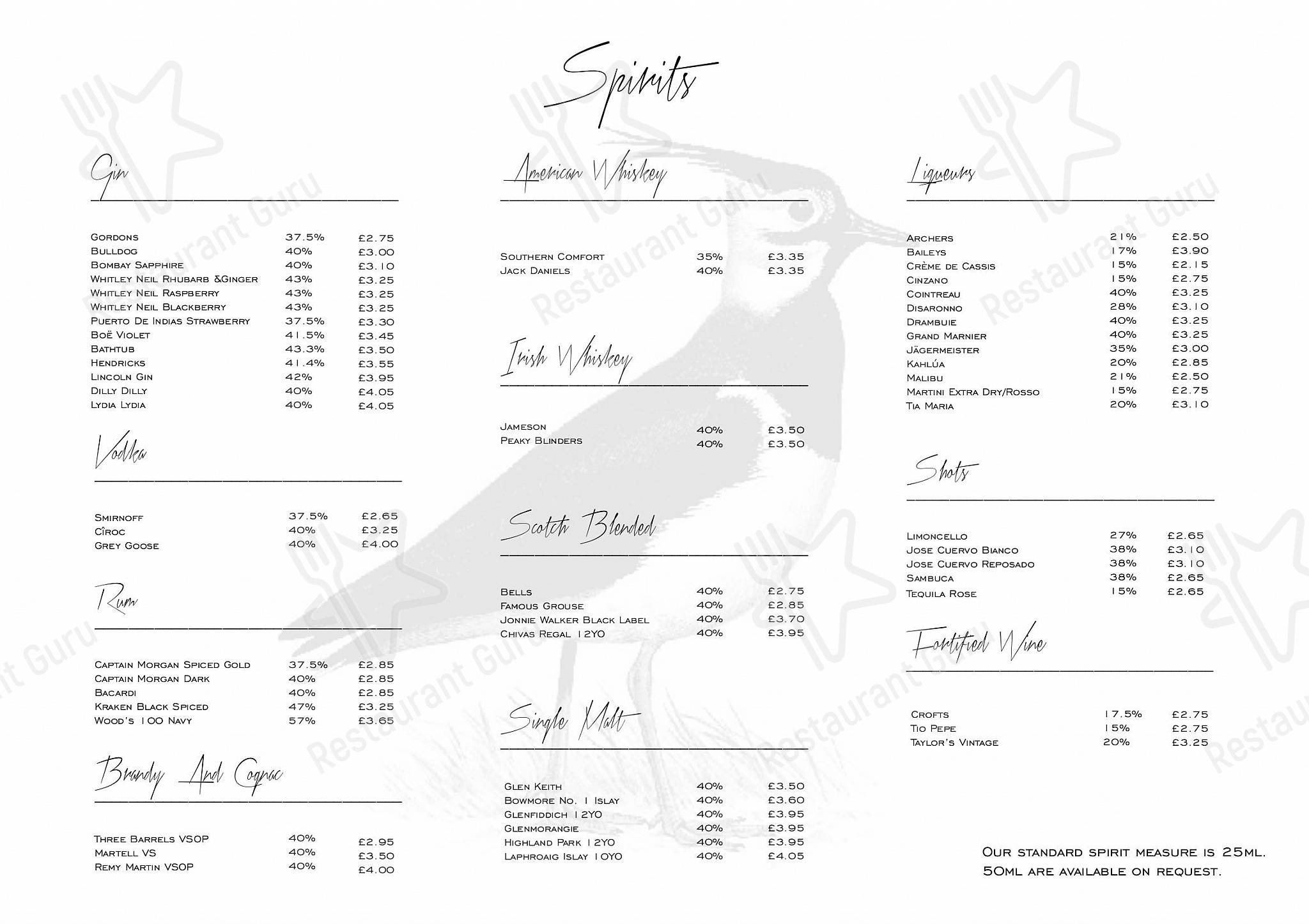 Carte menu паба и бара Pyewipe Lodge Hotel
