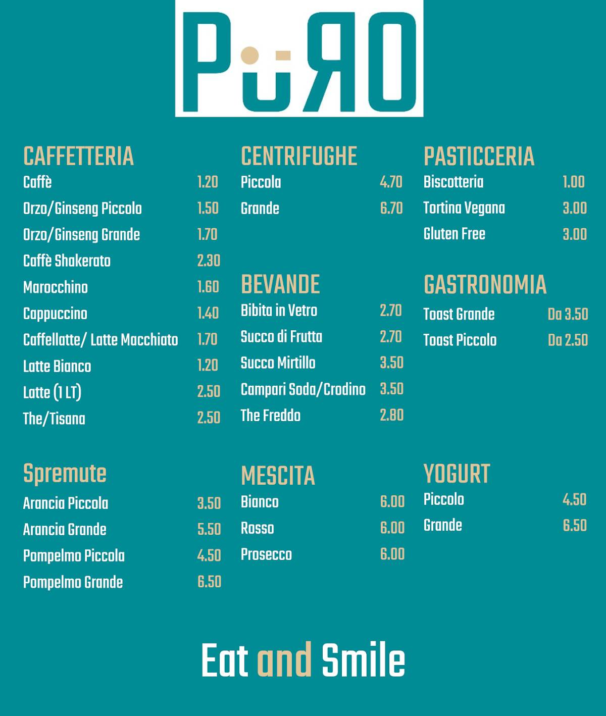 Puro Eat and Smile меню