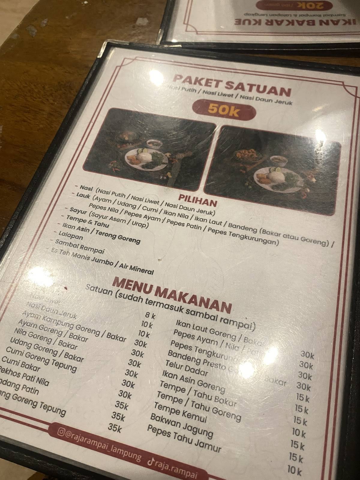 RAJA RAMPAI RESTO меню