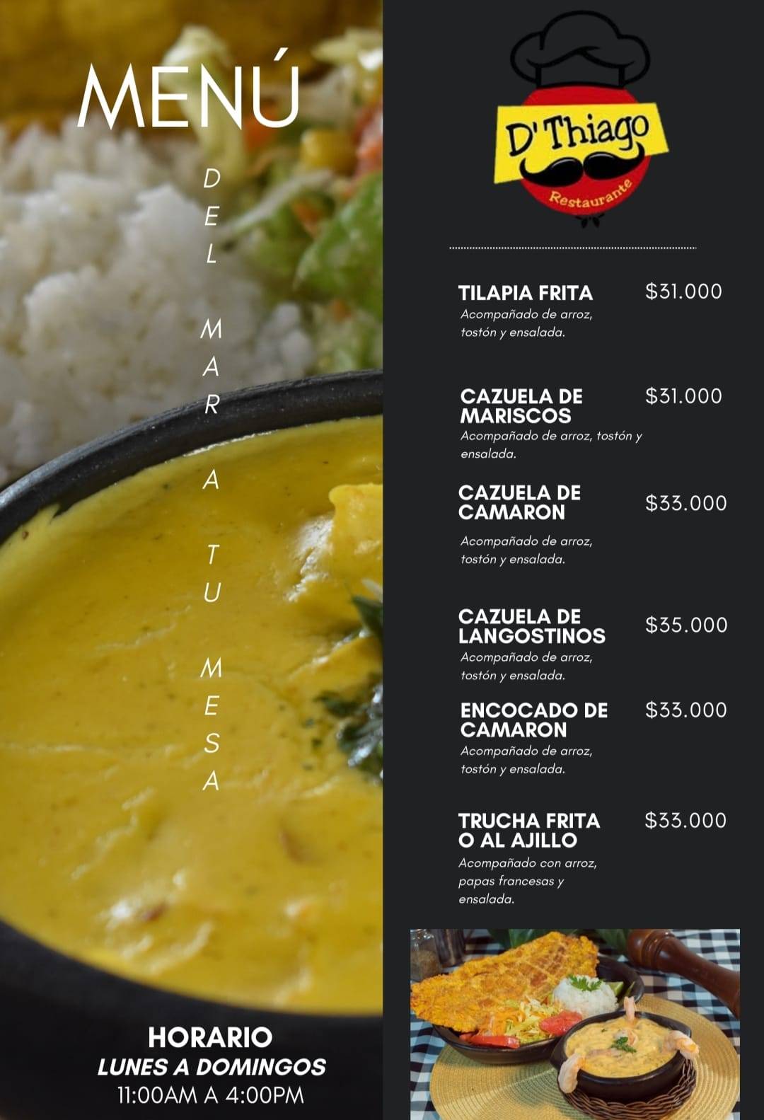 Restaurante Da Thiago меню