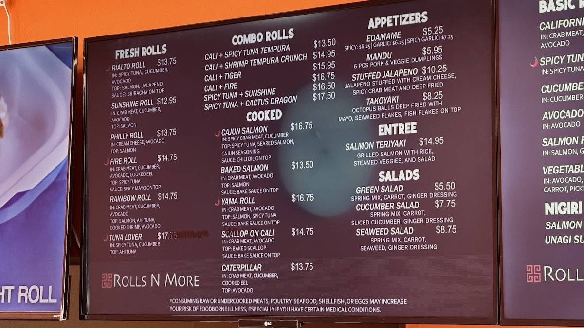 ROLLS N MORE меню