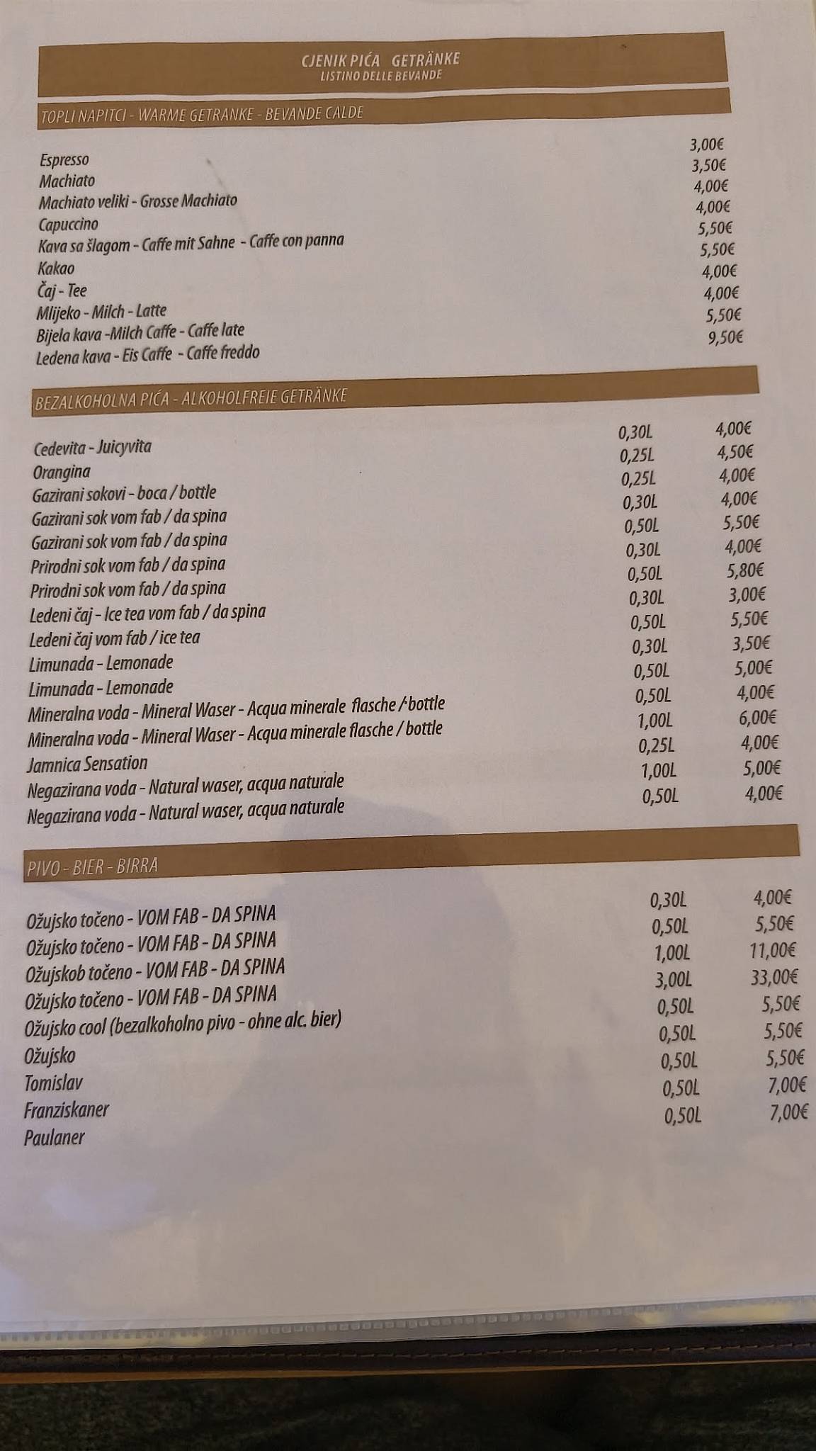 Restoran Grand меню