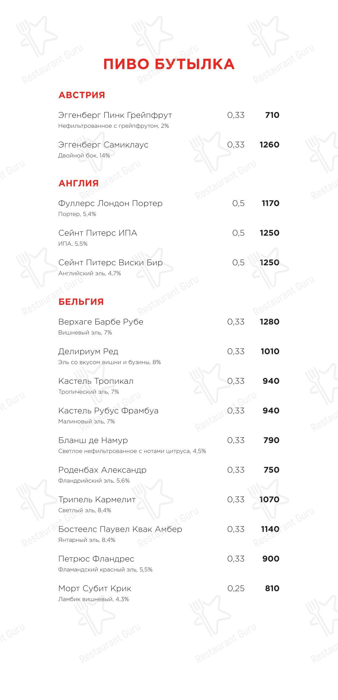 Меню ресторана Раковая на Петроградке - Dinner Menu