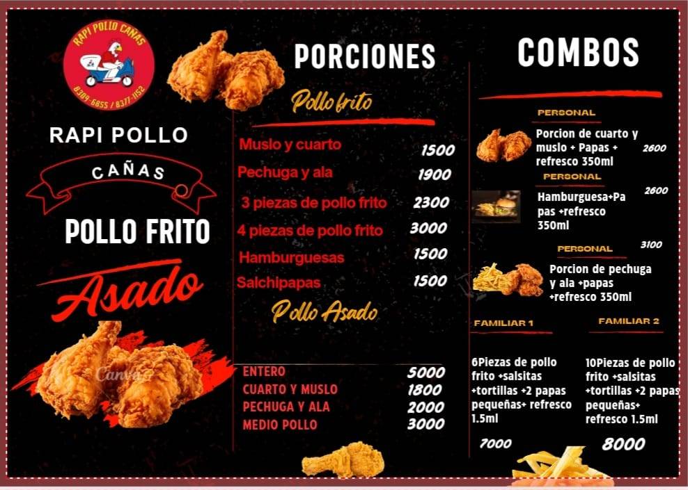 Rapi pollo cañas меню
