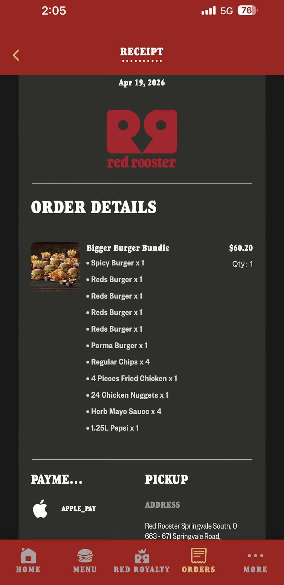 Red Rooster South Springvale меню