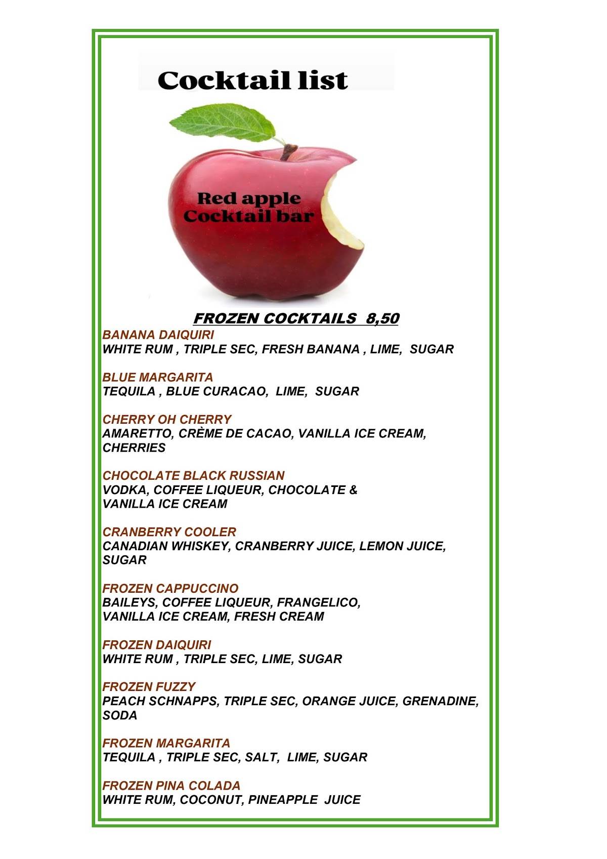 Red apple меню