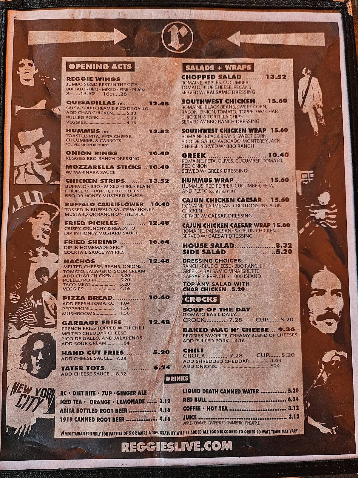Reggies Chicago меню