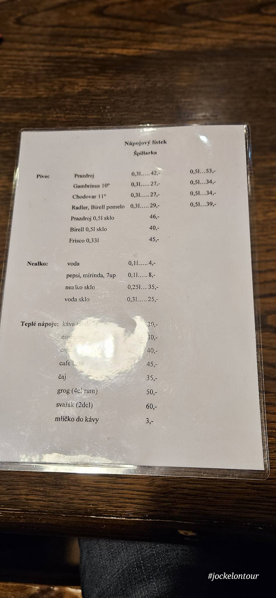 Restaurace Špillarka меню
