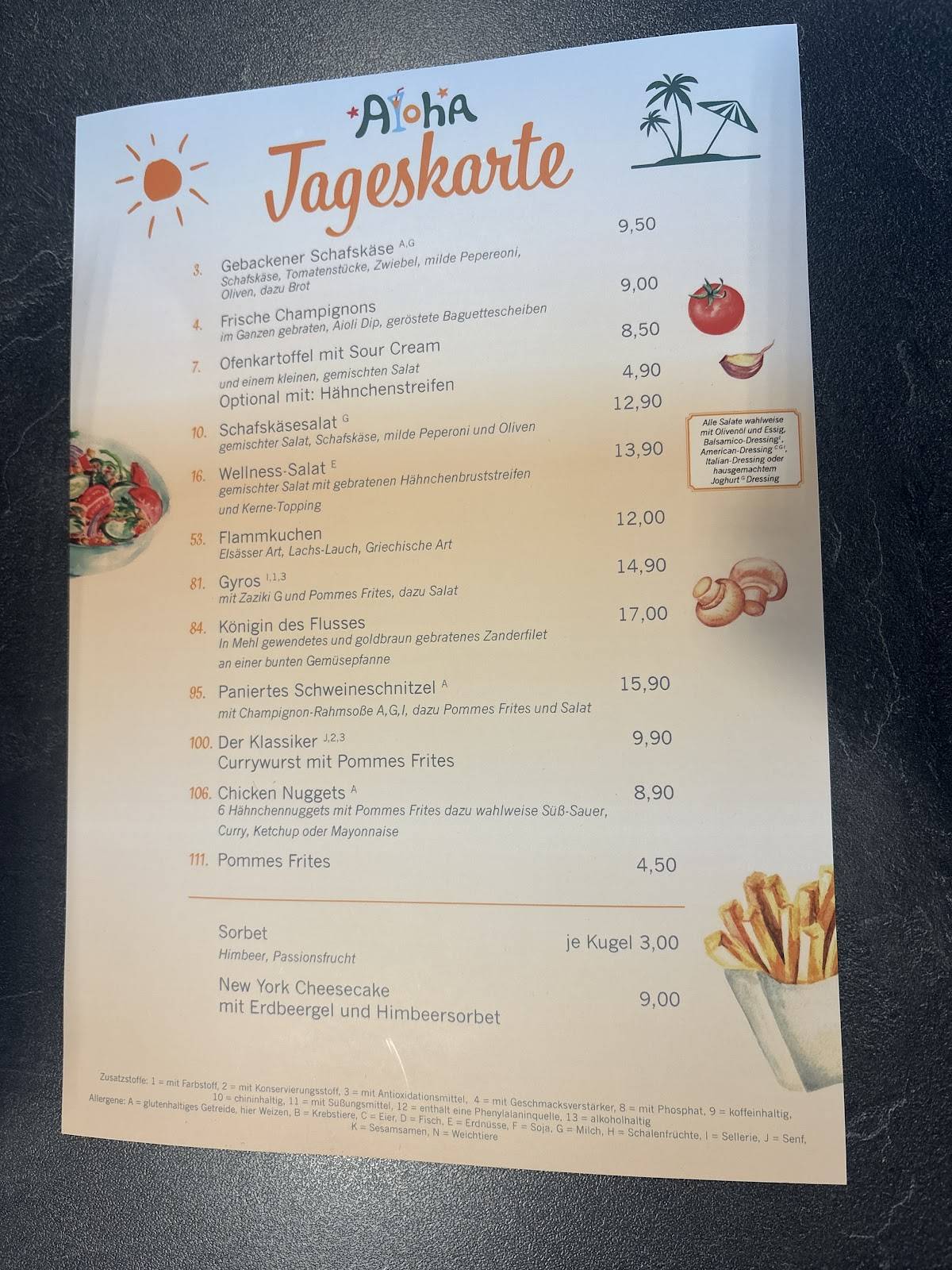 Restaurant Aloha меню