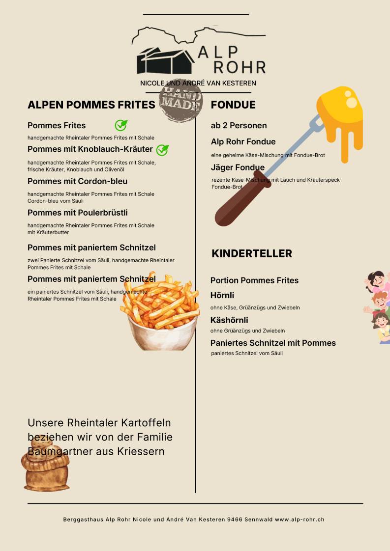Alp Rohr Berggasthaus меню