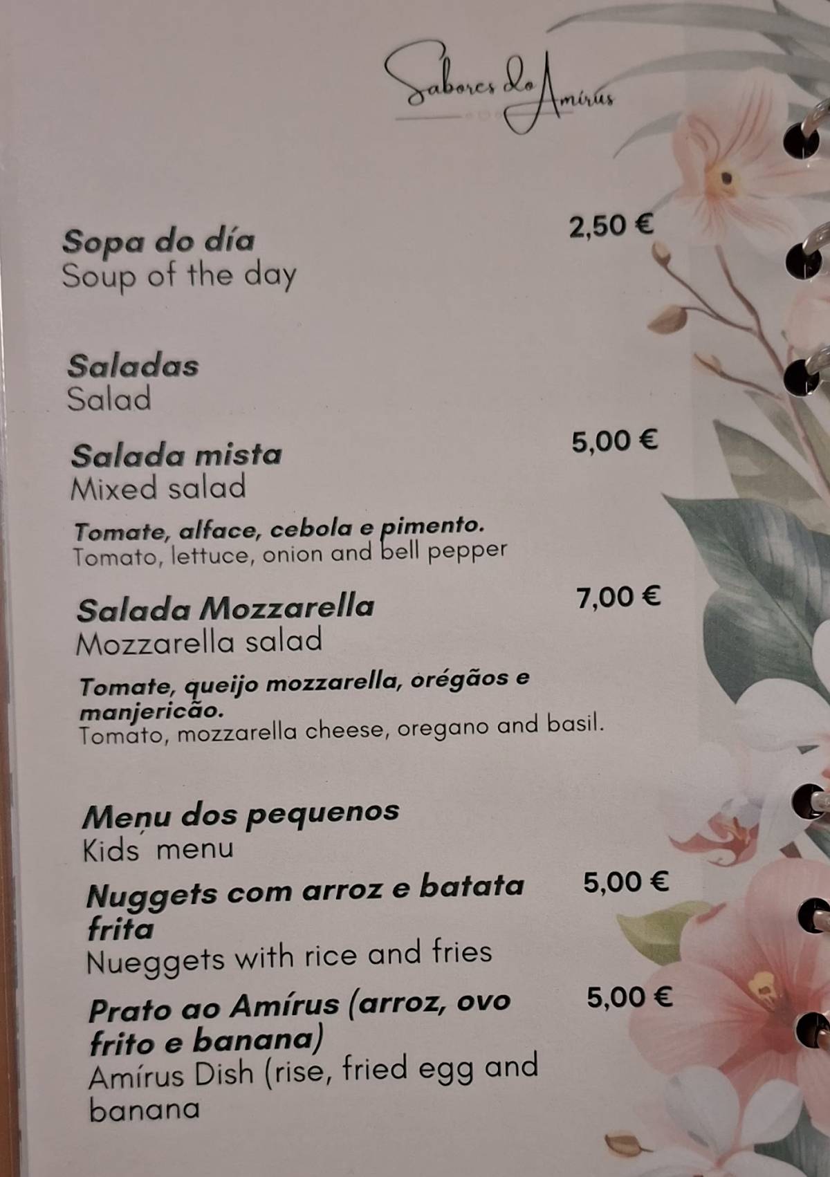 Amírus do Río меню