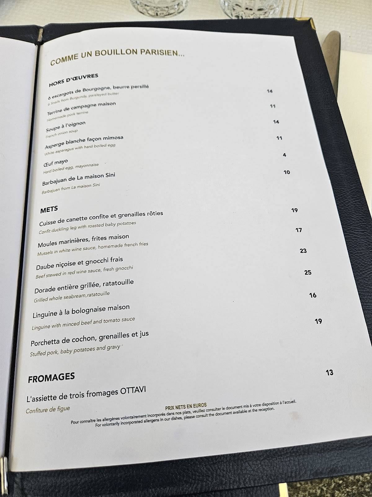 BOZZI - Restaurant Bouillon Nice меню