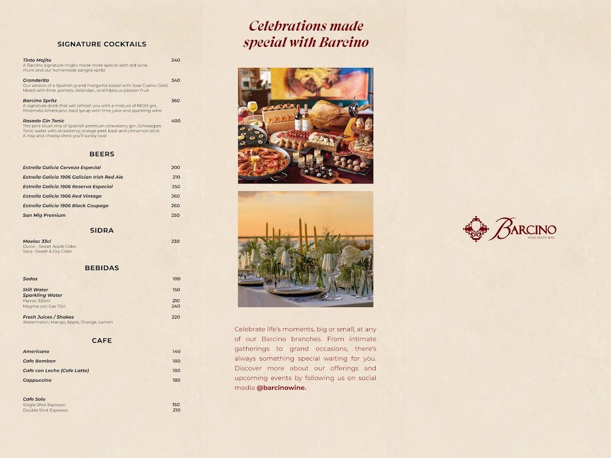 Barcino - Vista Mall Sta. Rosa меню