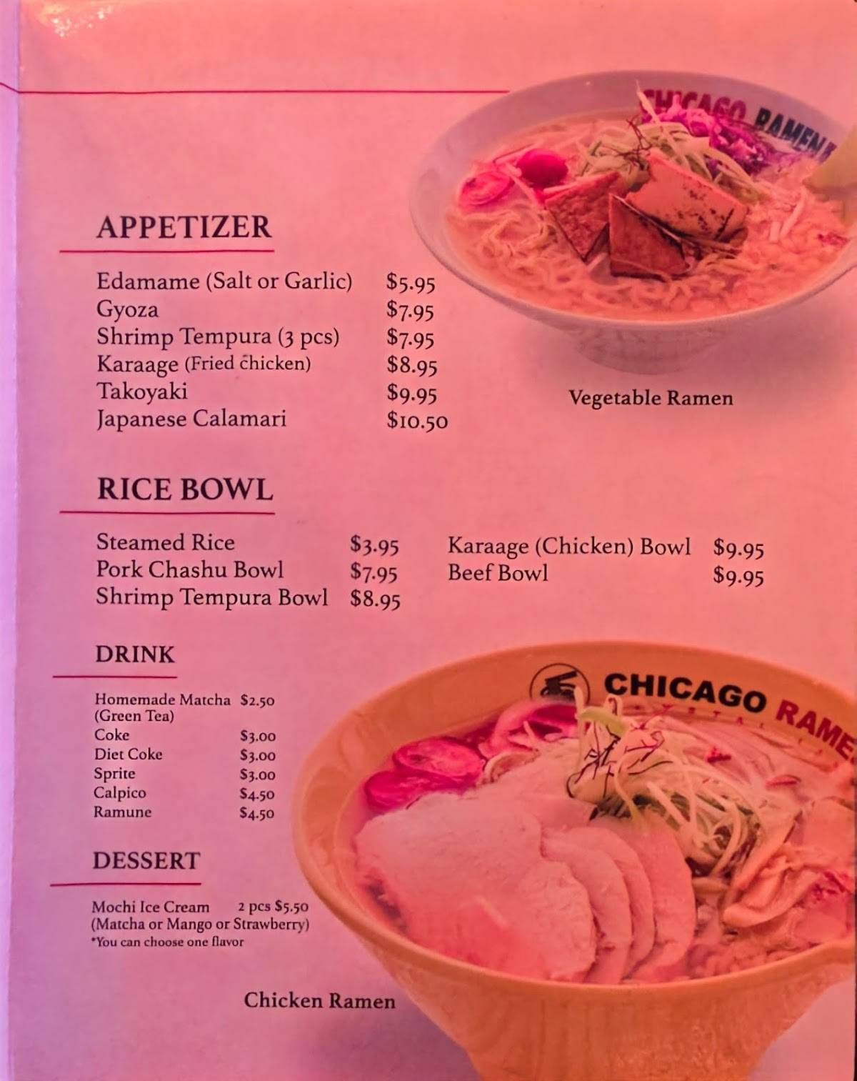 CHICAGO RAMEN Park Ridge меню