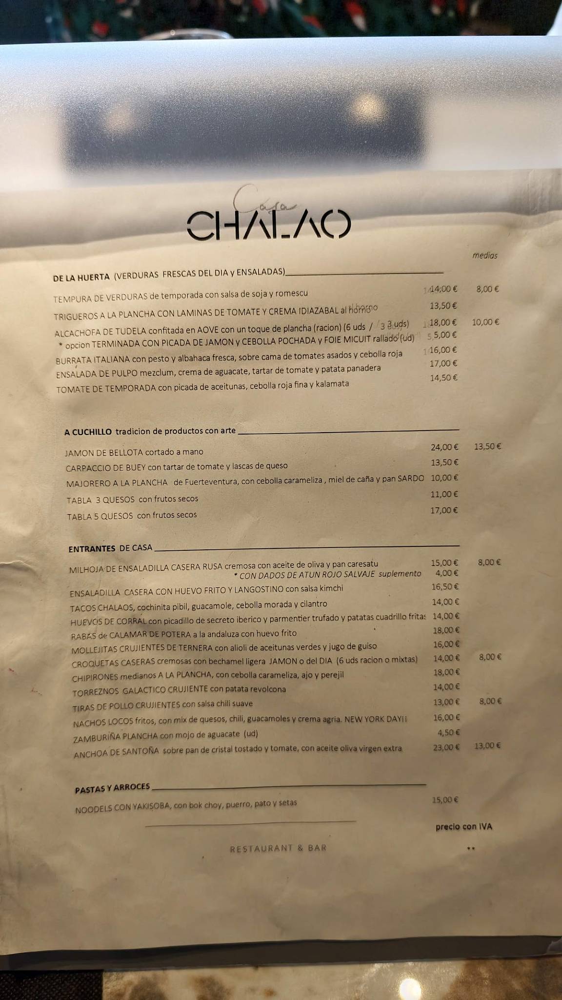 Casa Chalao меню