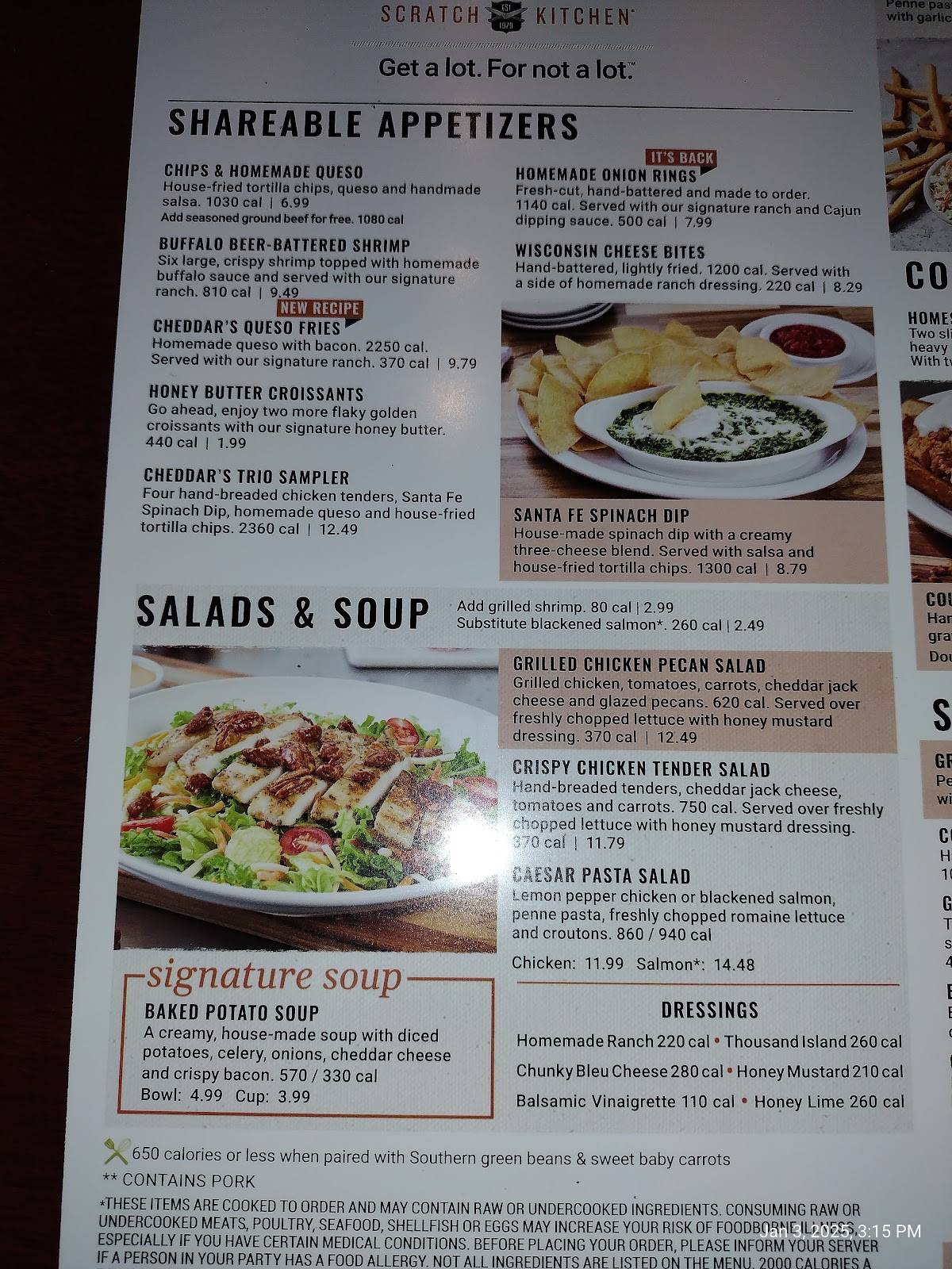 Cheddar's Scratch Kitchen меню