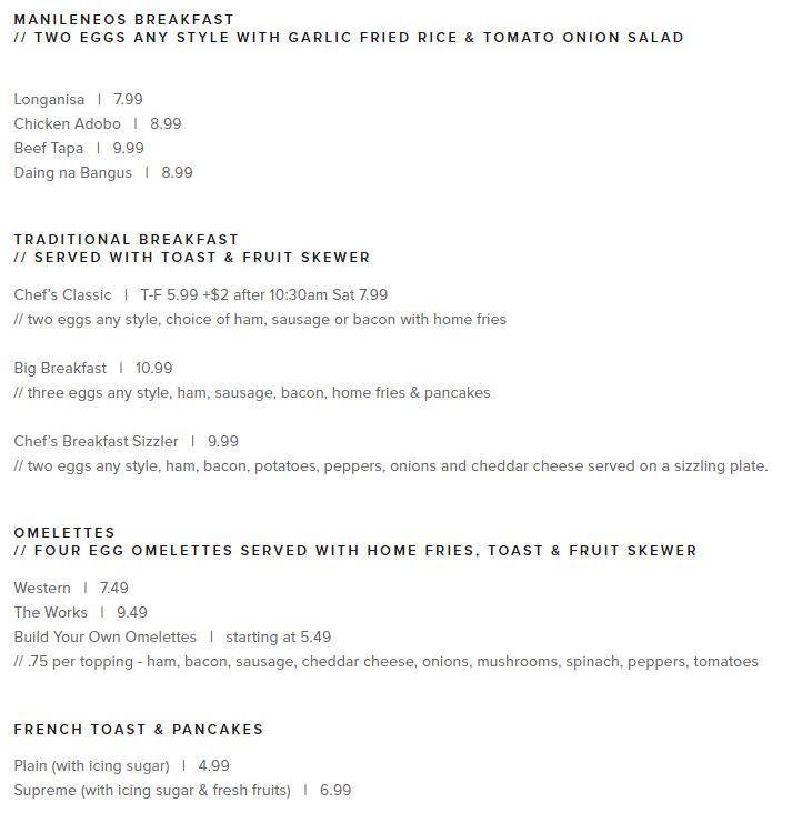 Chef George Breakfast and Lunch меню