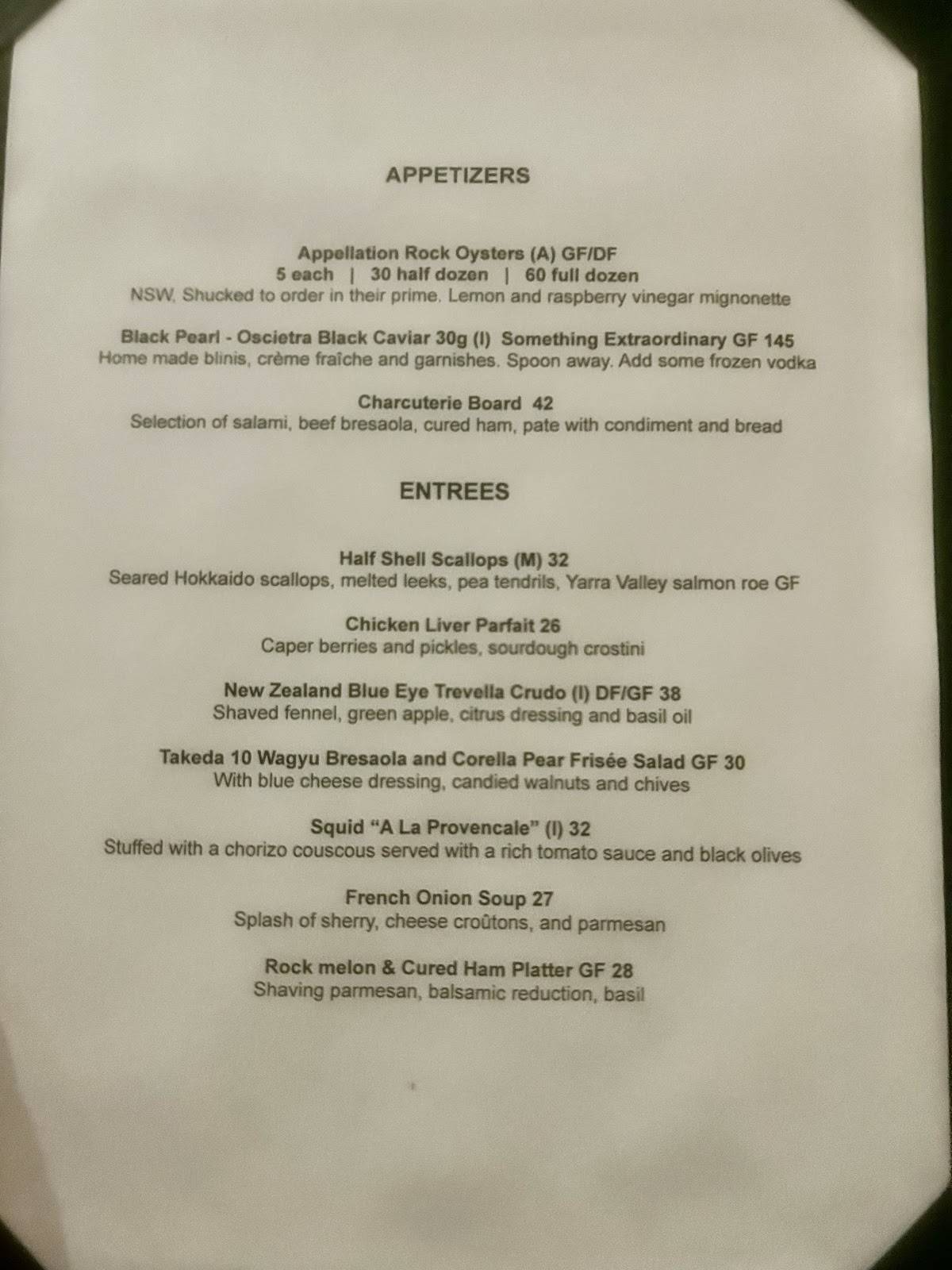 Chez Beckett's меню