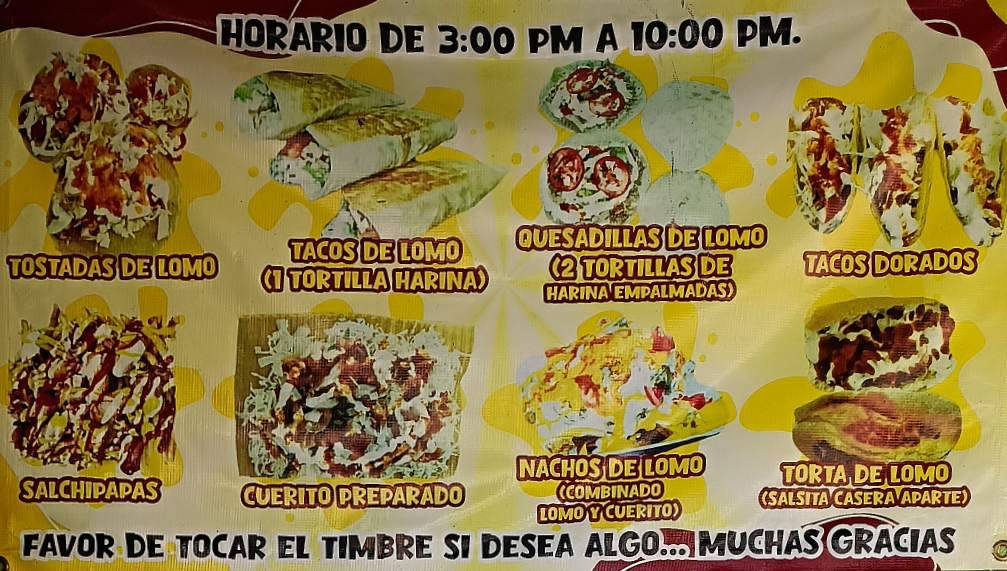 Comida Casera меню