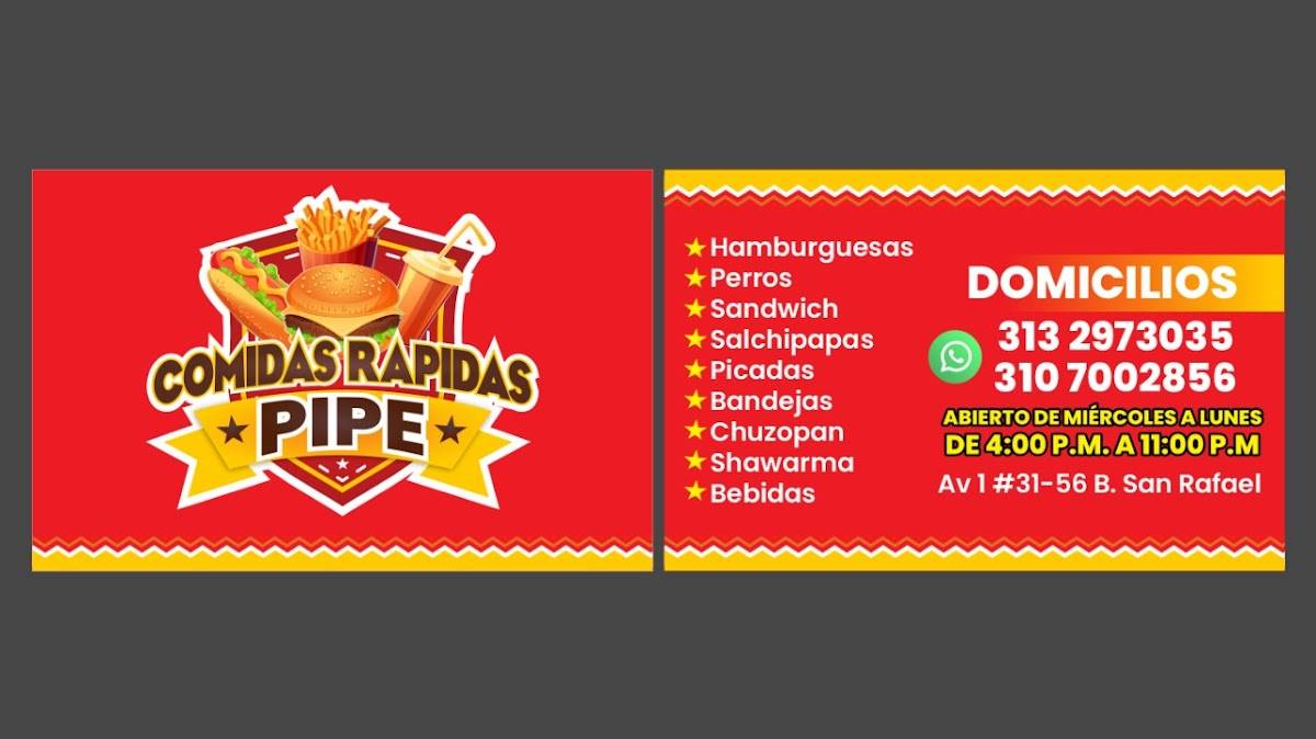Comidas Pipe Rincon меню