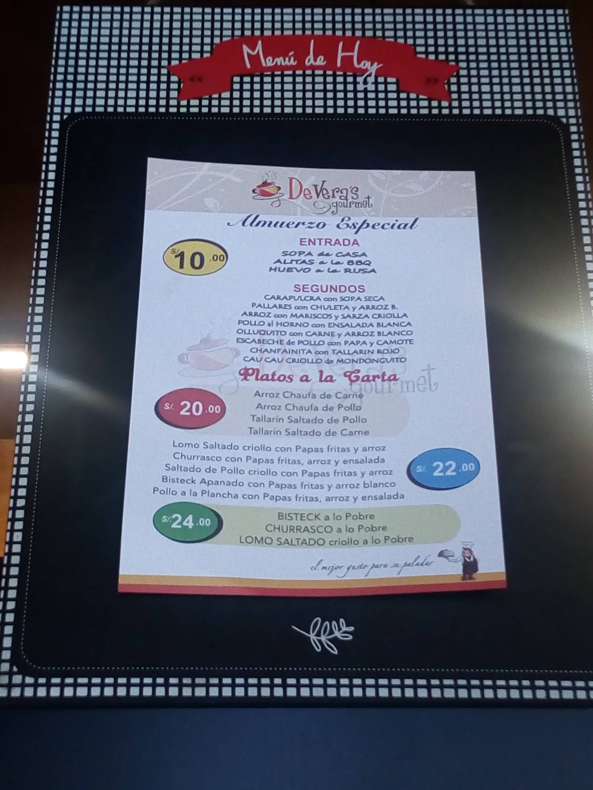 DeVeras gourmet меню