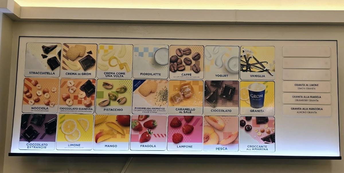 GROM Gelato меню