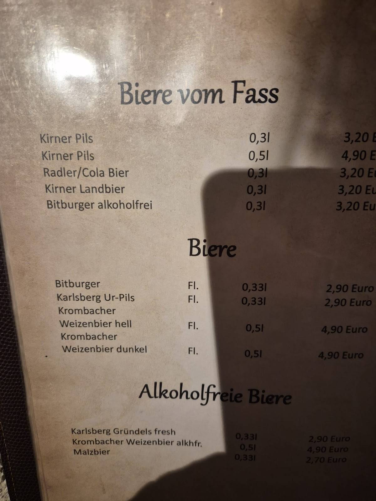 Gaststätte Sefa меню