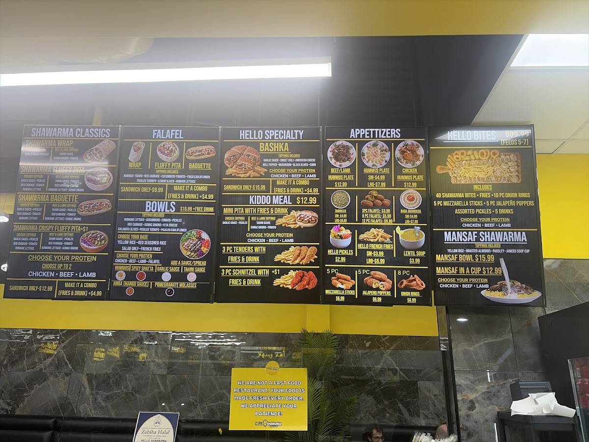 Hello Shawarma меню