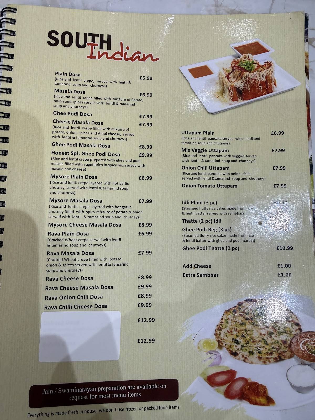 Honest Restaurant меню