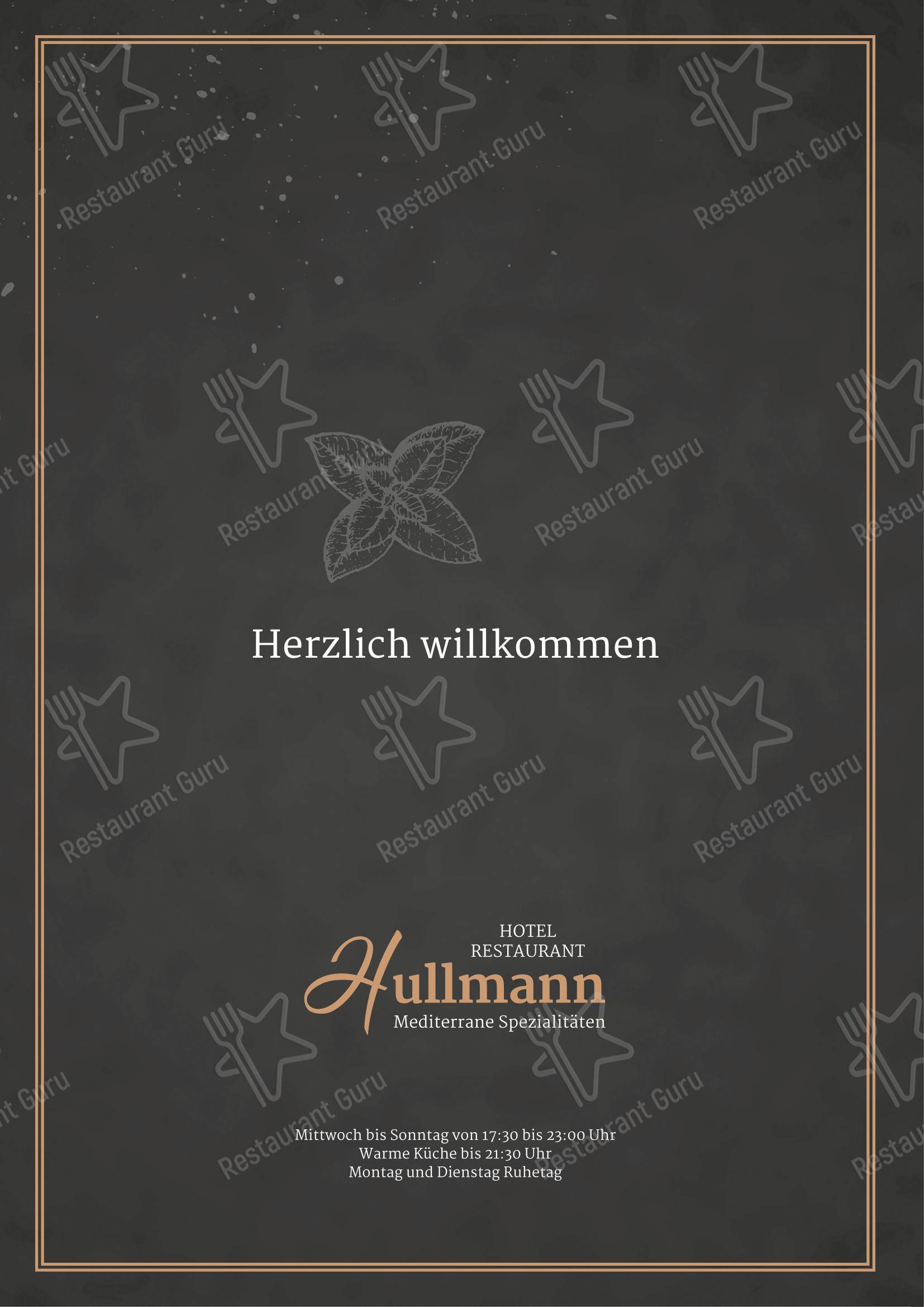 Меню ресторана Hotel Restaurant Hullmann
