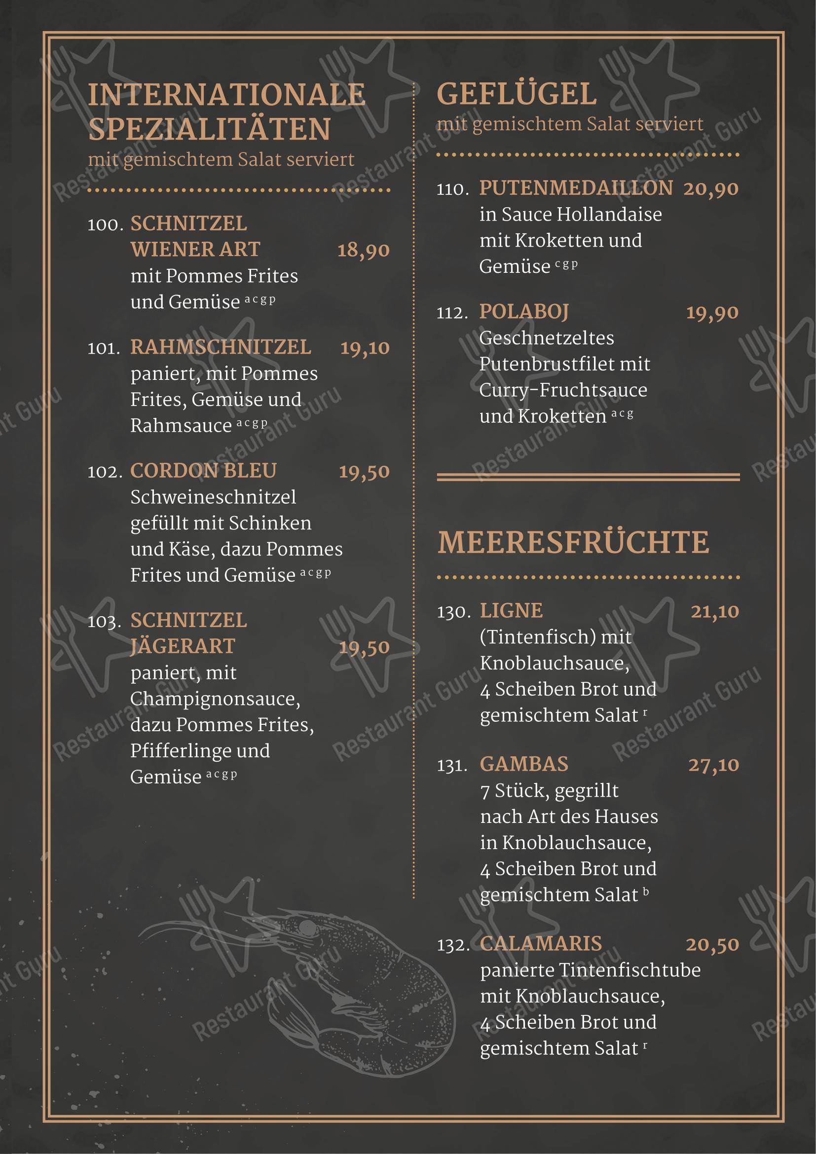 Меню ресторана Hotel Restaurant Hullmann в Растеде