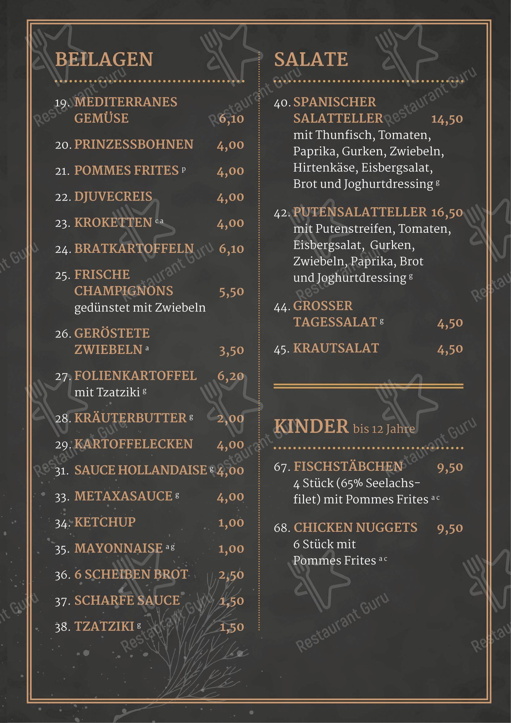 Hotel Restaurant Hullmann в Растеде - Меню